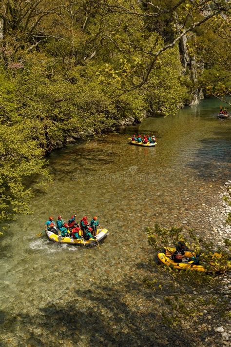 Rafting On River Vjose Or River Aoos In Vikos National Park Near