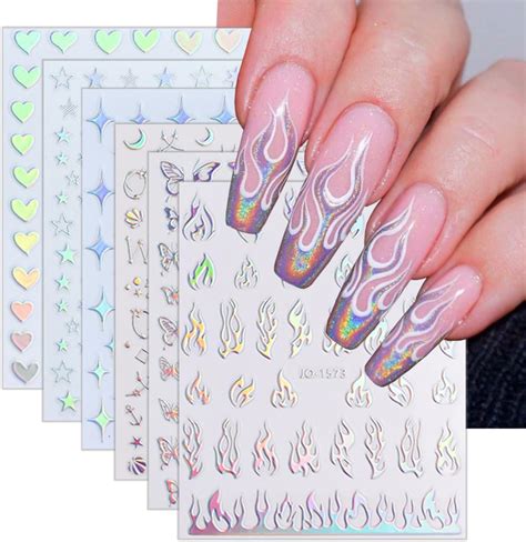 Amazon Sheets Aurora Chrome Star Nail Stickers D Self Adhesive