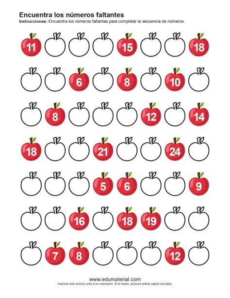 Encuentra Los Números Faltantes De Las Secuencias Set 1 EduMaterial