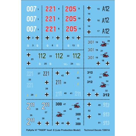 Techmod 72801 1 72 Decal For Pzkpfw VI TIGER I Late Accessories For