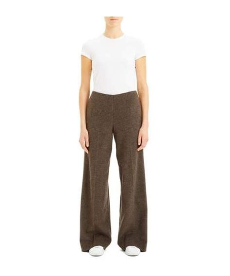 Theory Theory Houndstooth Wool Blend Flannel Wide Leg Pants