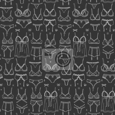 Hand Gezeichnet Doodle Lingerie Icon Set Mode Feminine Vektor Illustration Wandposter Poster