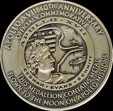 NASA APOLLO 17 40TH ANNIVERSARY MOON FLOWN METAL OFFICIAL COMMEMORATIVE