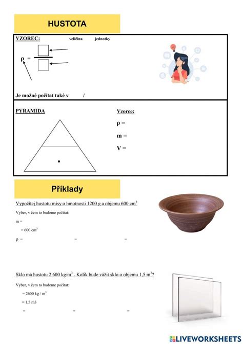 Hustota Vzorec Příklady Worksheet Live Worksheets