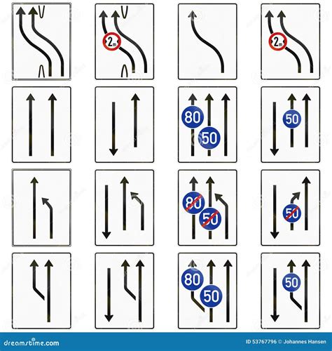 Lane Configuration Signs In Germany Stock Illustration Illustration