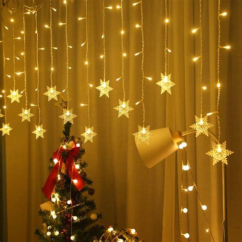 Rosnek LED Snowflake Curtain String Lights 12ft 3 5M 96LED Memory 8