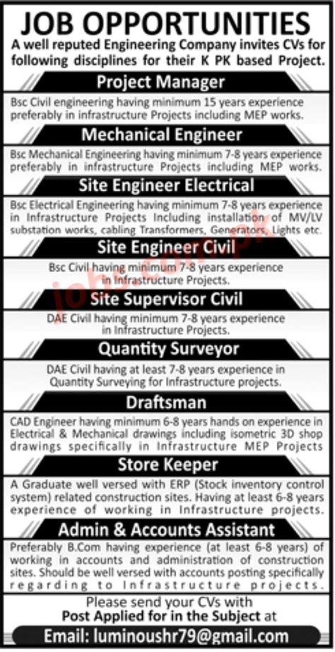 Reputed Engineering Company Jobs For Project Manager Engineers