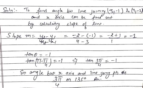 Find The Angle Between The X Axis And The Line Joining The Point