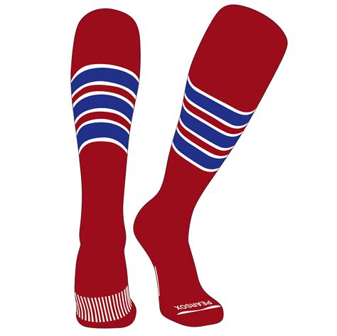 Pearsox Elite Baseball Knee High Socks D Red White Royal