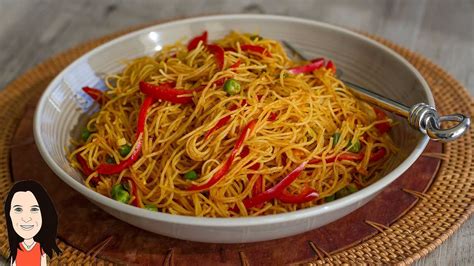 Easy Curried Singapore Rice Noodles No Oil Low Fat Recipe Youtube