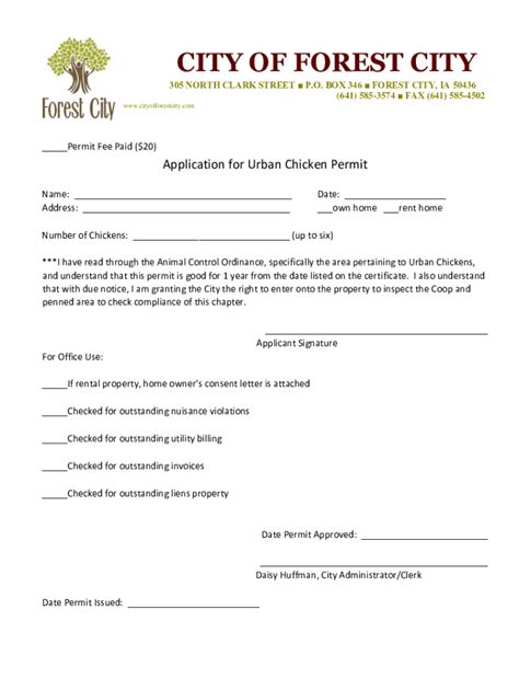 Fillable Online Application For Urban Chicken Permit Fax Email Print