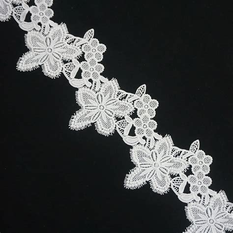 High Quality White Milk Silk Material Lace Embroidered Ribbon Cotton 3d