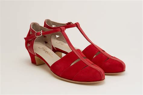 Harmony in Red Suede & Red Leather Women Swing Dance Shoes Vintage ...