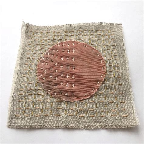 Japanes Boro Sashiko Slow Stitch Patch Of Natural Linen Plant Etsy