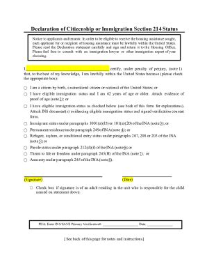 Fillable Online Declaration Of Citizenship Or Immigration Section 214