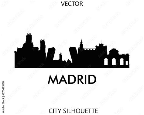 Madrid skyline silhouette vector of famous places Stock Vector | Adobe ...