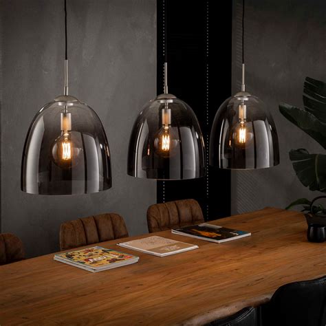 Hanglamp 3xØ33 shaded ovaal glas dePauwWonen Eettafel verlichting