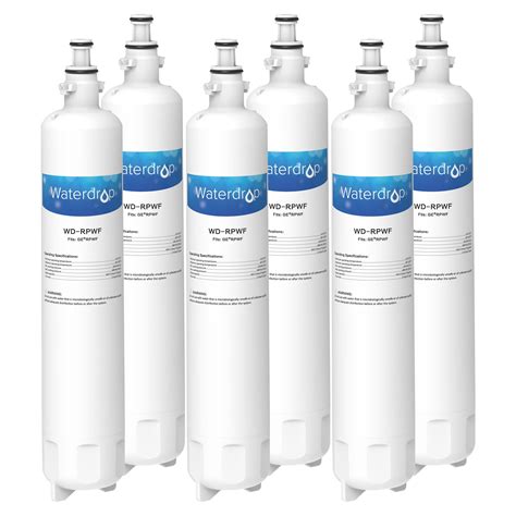 6 Pack Waterdrop RPWF Refrigerator Water Filter Compatible With GE RPWF