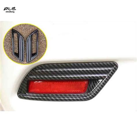 2pcs Lot Abs Carbon Fiber Grain Rear Fog Lamps Decoration Cover For