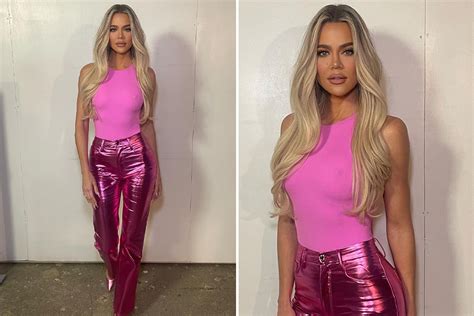 Khloe Kardashian Shows Off Thin Frame In Pink Metallic Pants And Skintight Bodysuit Amid Concern