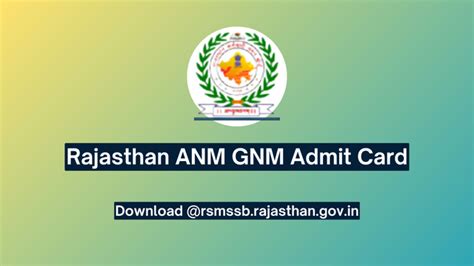 Rajasthan Anm Gnm Admit Card 2024 Download