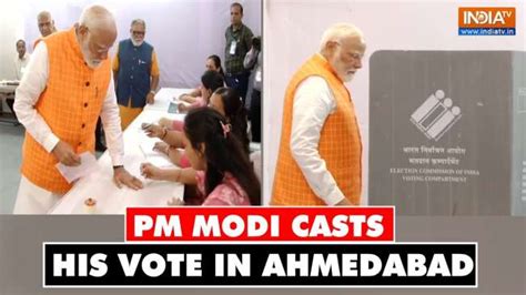 Lok Sabha Elections Phase 3 Pm Narendra Modi Casts His Vote In