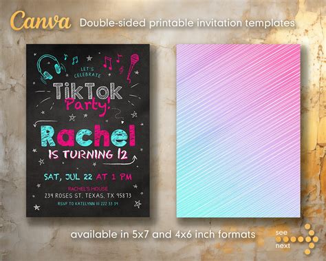 Tiktok Birthday Invitation Tik Tok Invite Printable Editable Tiktok Party Invite Template