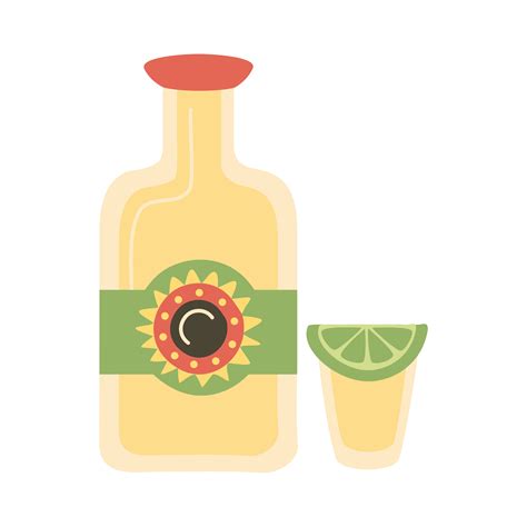 tequila bottle and cup 3885834 Vector Art at Vecteezy