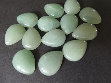 20mm Natural Teardrop Green Aventurine Gemstone Cabochon Polished Gem