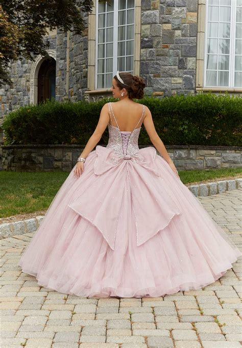 Rhinestone And Crystal Beaded Quinceañera Dress With Bow Morilee