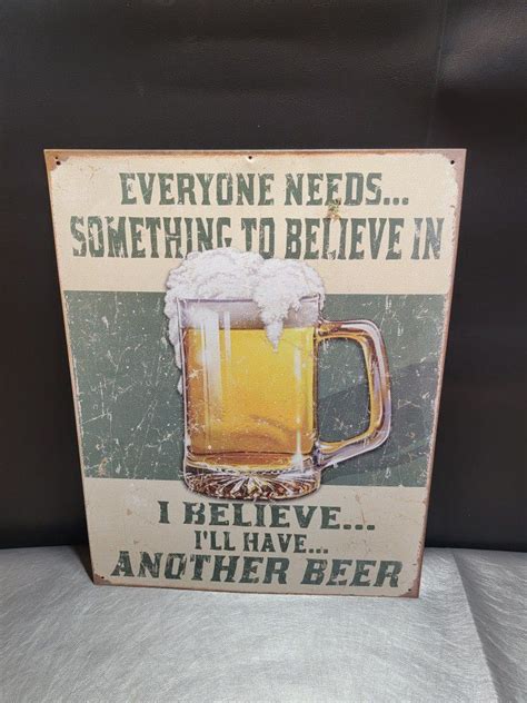 Happy Hour Man Cave I Believe I Ll Have Another Beer Metal Sign Retro