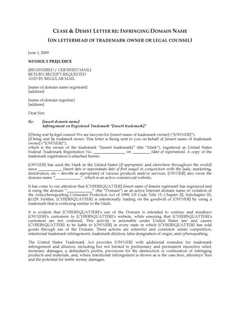 Trademark Infringement Cease And Desist Letter Template Tourespo Within