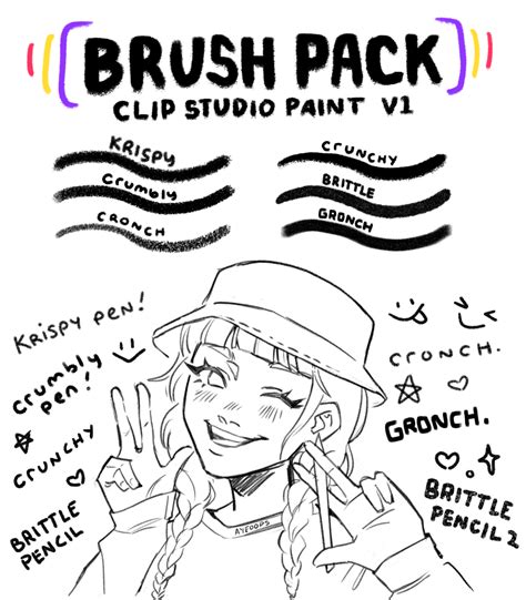 Clip Studio Paint V Textured Crispy Brush Pack By Ayeoops