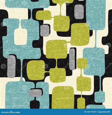 Seamless Abstract Mid Century Modern Pattern Retro Design Of Connected