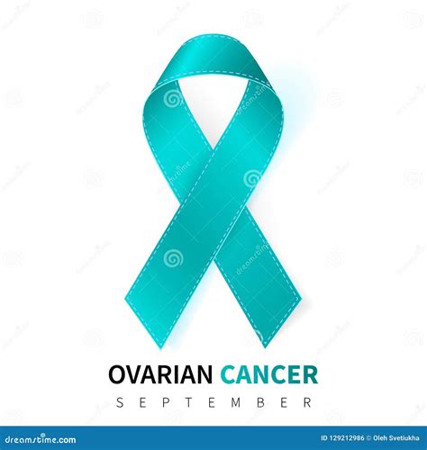 Ovarian Cancer Awareness Month Realistic Teal Ribbon Symbol Medical