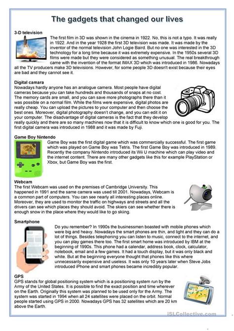 The Gadgets That Changed Our Lives English ESL Worksheets For