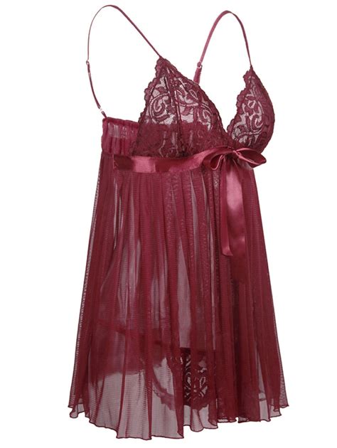 Plus Size Sexy Red Vintage Lace Sleepwear Robe Erotic Lingerie