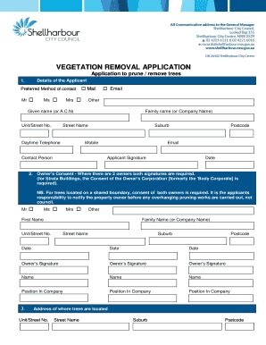 Fillable Online Vegetation Removal Application Burnetts On Barney Fax