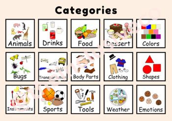 Categories Visual Core Board by The Inclusive Co | TPT