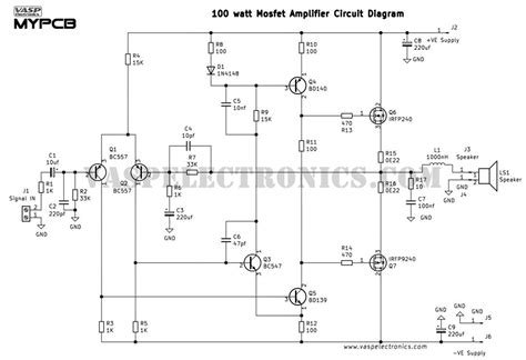 100 Watt Hifi Audio Amplifier Board Using Irfp240 Irfp9240 Power Mosfets Pcb Circuit Mypcb