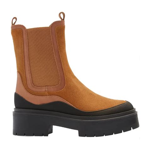 Sam Edelman Lulia Camel/Whiskey Velour Suede Platform Boots - WOOKI.com