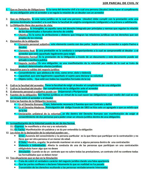 Er Parcial De Civil Iv Er Parcial De Civil Iv Que Es Derecho De