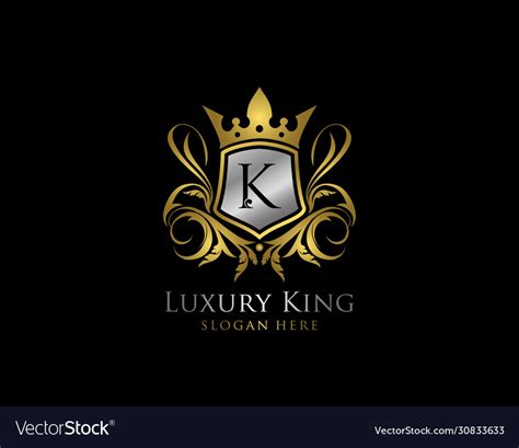 Luxury King K Letter Gold Logo Golden K Classic Vector Image