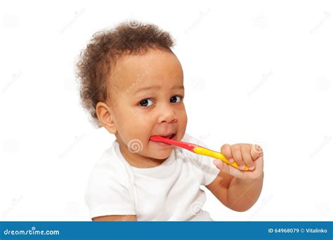 Black Baby Toddler Brushing Teeth Stock Image Image Of Lifestyle