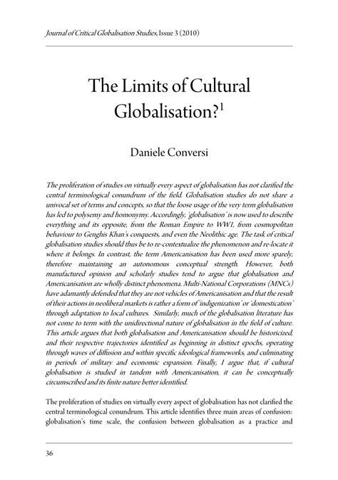 (PDF) The Limits of Cultural Globalisation?