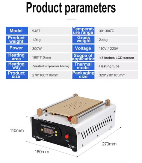 UYUE 948T 7 inch Preheat Separate Machine LCD Screen Built-in Vacuum ...