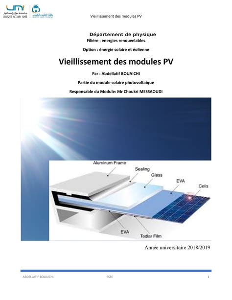 Cours Sur Les Syst Me Photovoltaique D Partement De Physique Fili Re