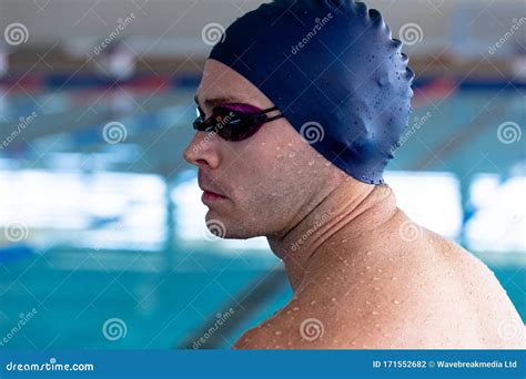 Swimmer With Goggles And Cap Stock Photo Image Of Flexibility Adult