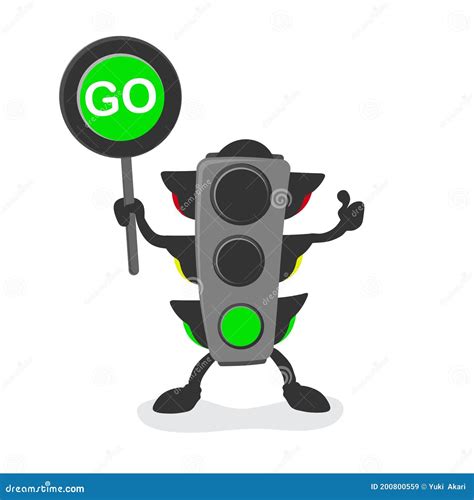 Traffic Light Mascot, Green Light, Go Stock Vector - Illustration of ...