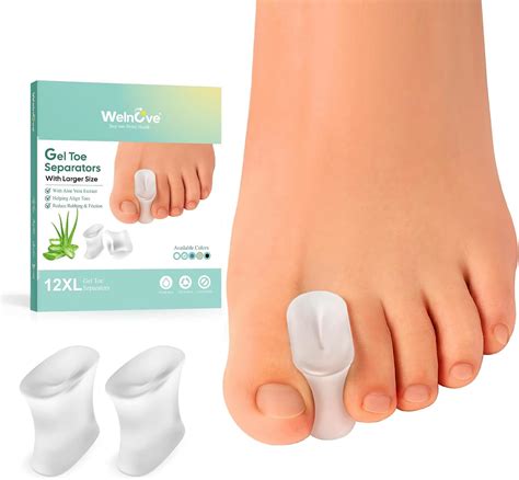 Welnove Upgraded Gel Toe Separators 12Pcs Aloe Vera Extract Infused